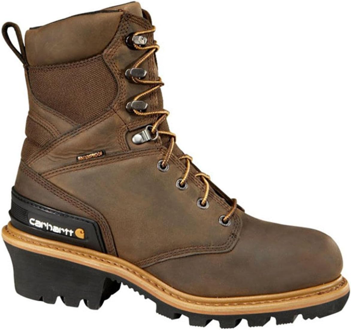 Carhartt 8” Waterproof Leather Logger Boot – Composite Toe Work Boots for Men with Goodyear Welt